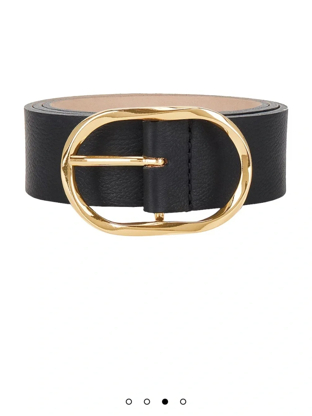B-Low The Belt Kyra Leather Oval Buckle Belt Black Gold